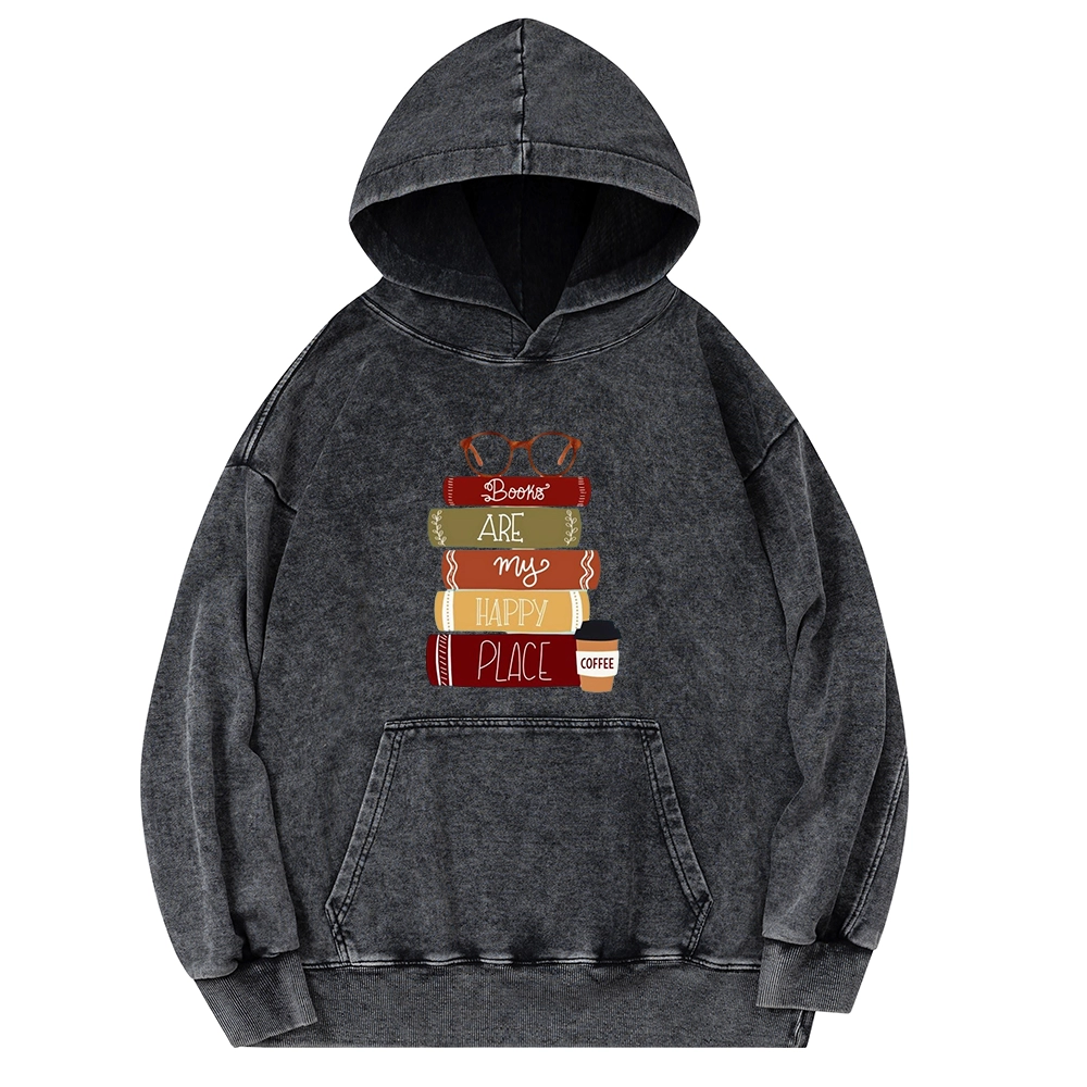Pagewings Books are My Happy Place Unisex Washed Hoodie