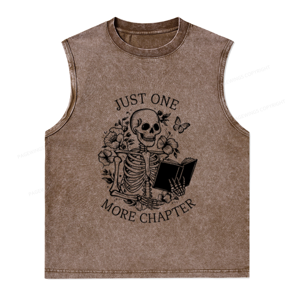 Pagewings One More Chapter Skeleton Unisex Washed Tank Top