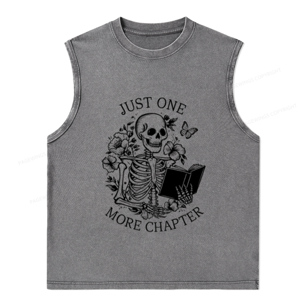 Pagewings One More Chapter Skeleton Unisex Washed Tank Top