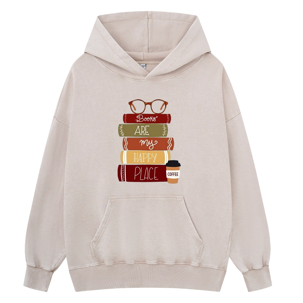 Pagewings Books are My Happy Place Unisex Washed Hoodie
