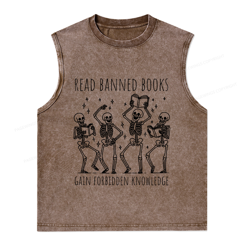 Pagewings Reading Books Tee Book Lover Gift Unisex Washed Tank Top