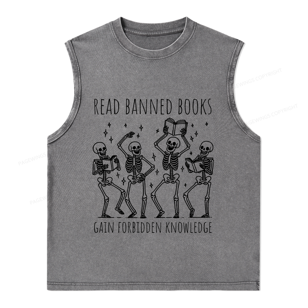Pagewings Reading Books Tee Book Lover Gift Unisex Washed Tank Top
