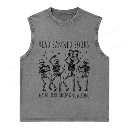 Pagewings Reading Books Tee Book Lover Gift Unisex Washed Tank Top