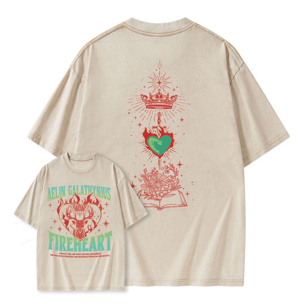 Pagewings Aelin Galathynius Fireheart Unisex Washed T-shirt