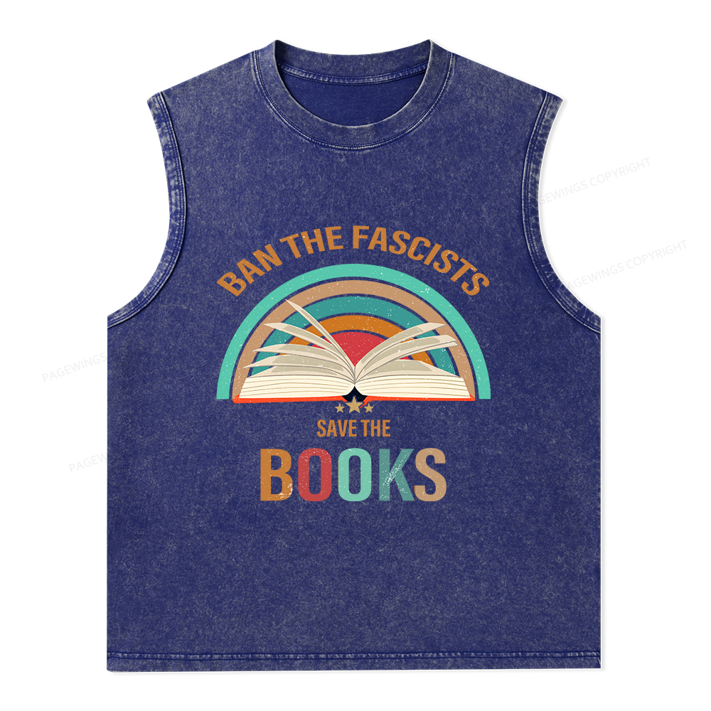 Pagewings Ban The Fascists Save The Books Unisex Washed Tank Top