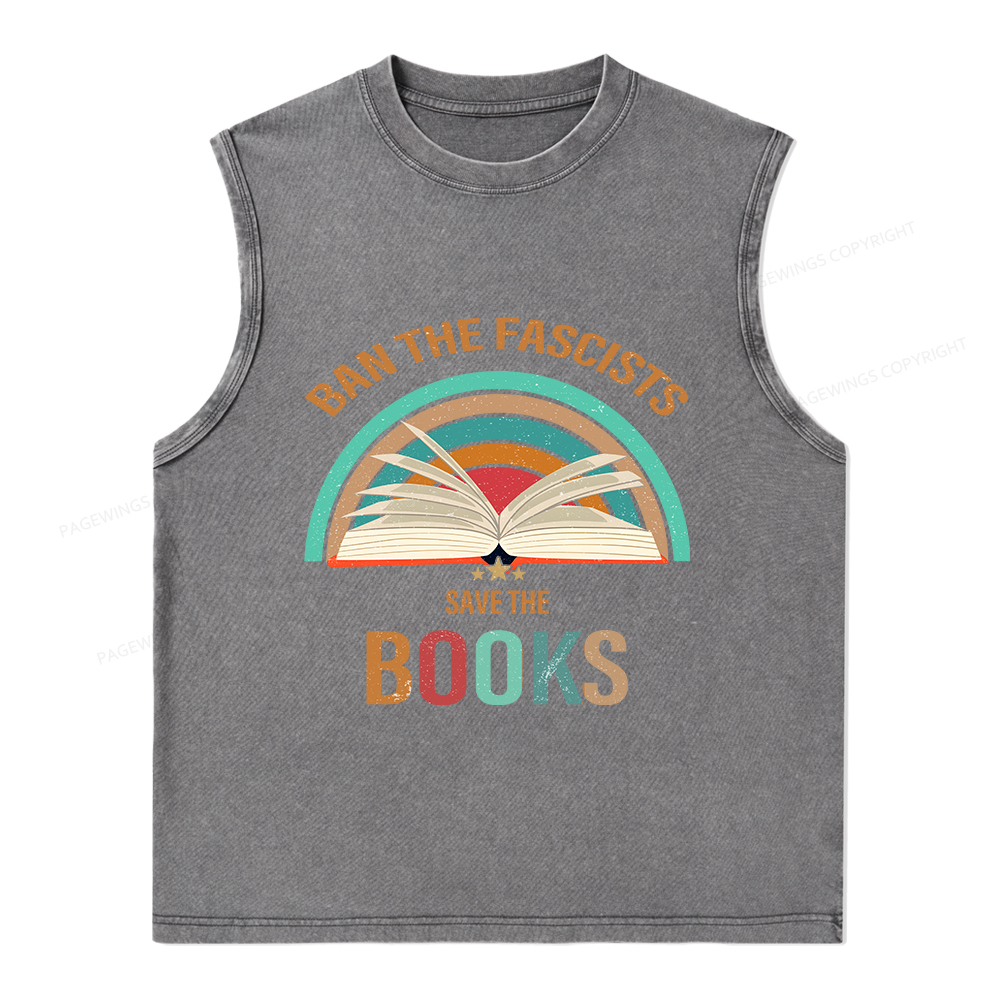 Pagewings Ban The Fascists Save The Books Unisex Washed Tank Top