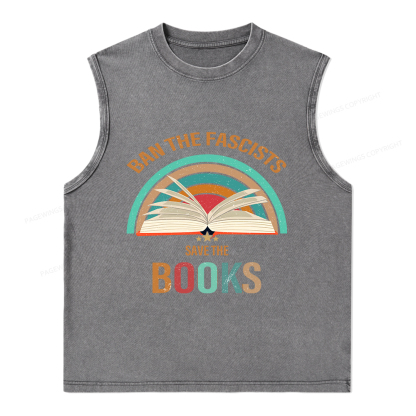 Pagewings Ban The Fascists Save The Books Unisex Washed Tank Top