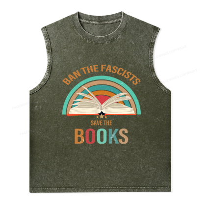 Pagewings Ban The Fascists Save The Books Unisex Washed Tank Top