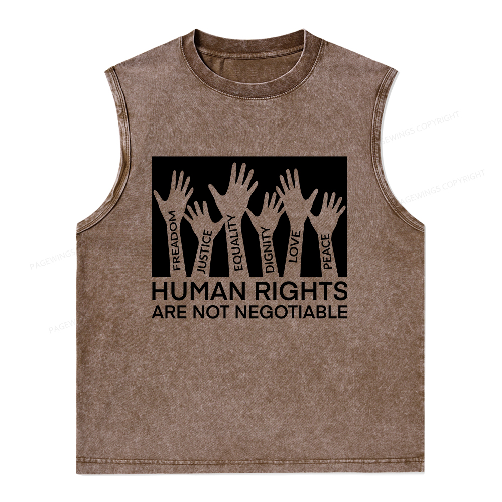 Pagewings Human Rights Are Not Negotiable Unisex Washed Tank Top
