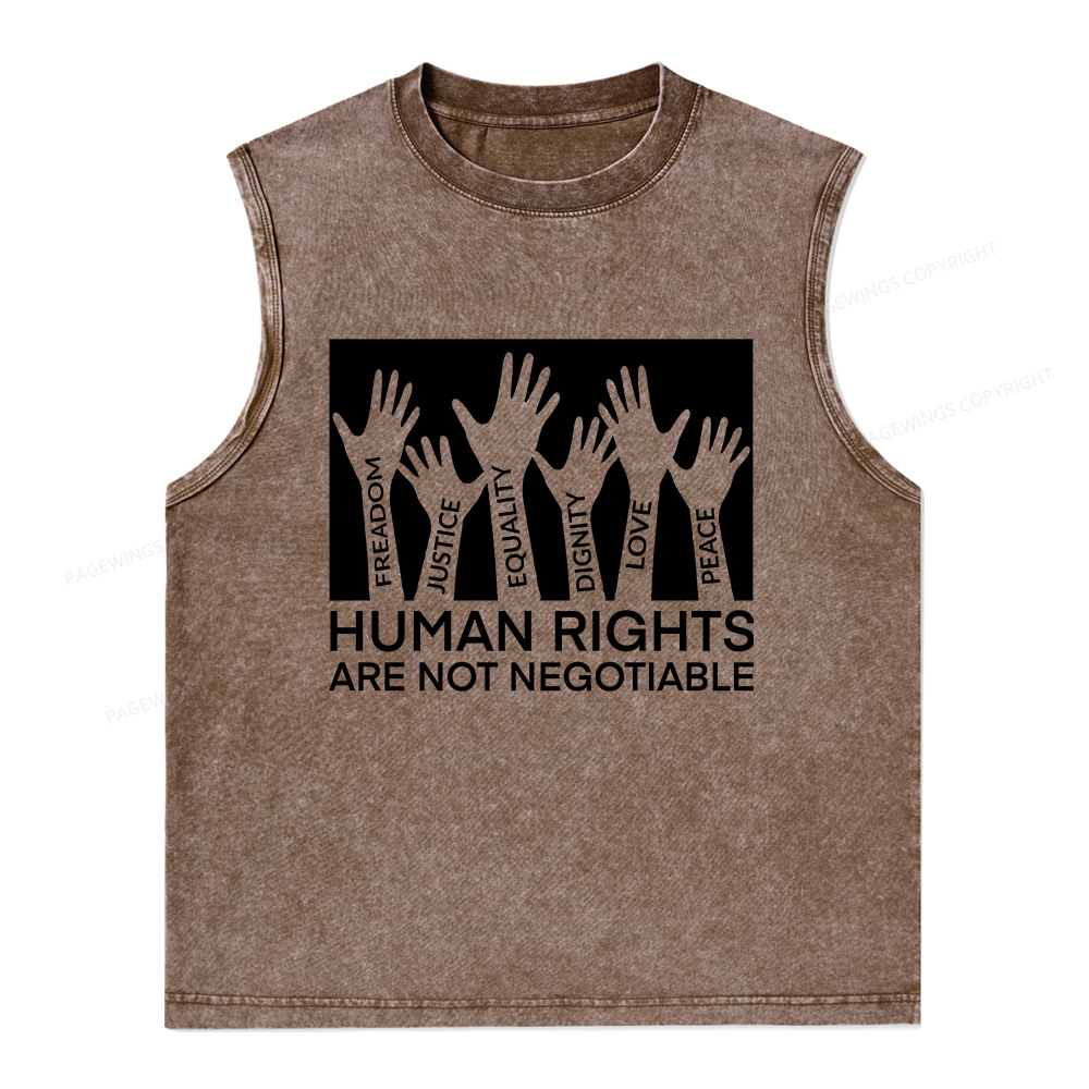 Pagewings Human Rights Are Not Negotiable Unisex Washed Tank Top