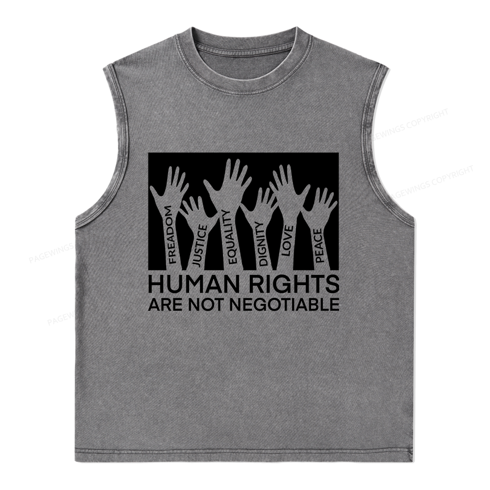 Pagewings Human Rights Are Not Negotiable Unisex Washed Tank Top