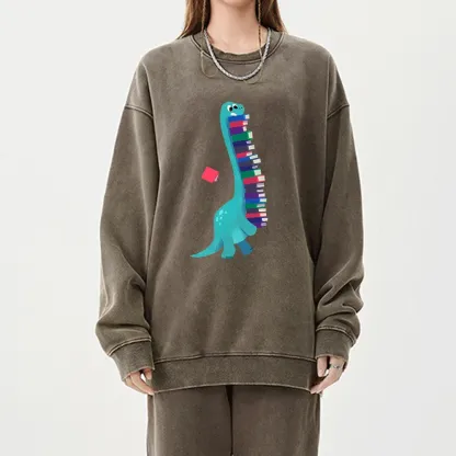 Pagewings Book Dinosaurs Unisex Washed Sweatshirt