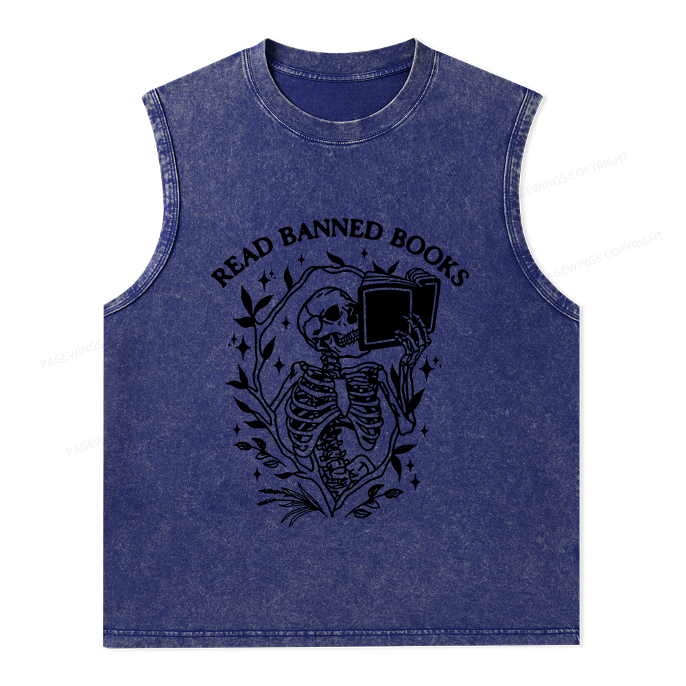 Pagewings Ban The Fascists Save The Books Unisex Washed Tank Top