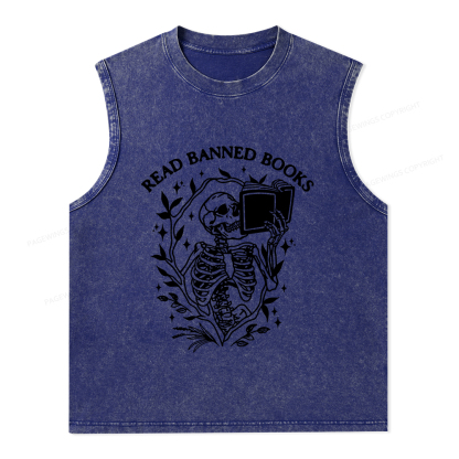 Pagewings Ban The Fascists Save The Books Unisex Washed Tank Top
