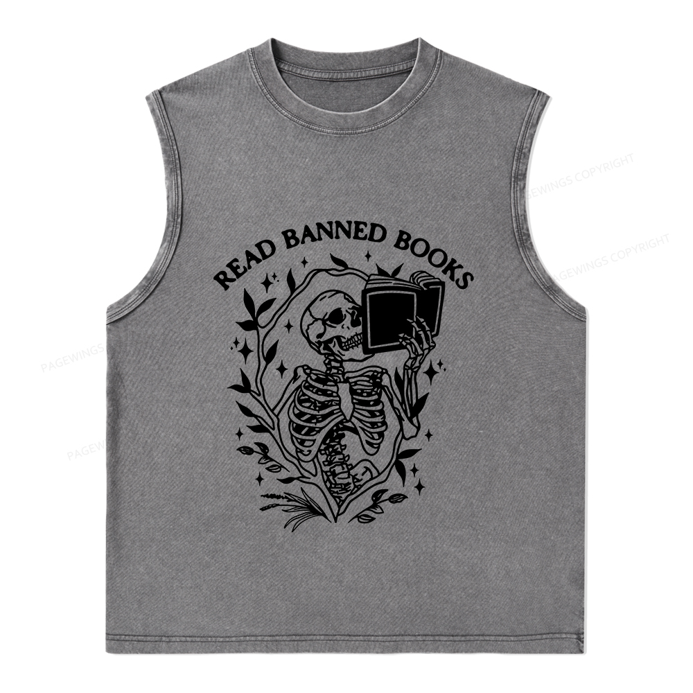Pagewings Ban The Fascists Save The Books Unisex Washed Tank Top