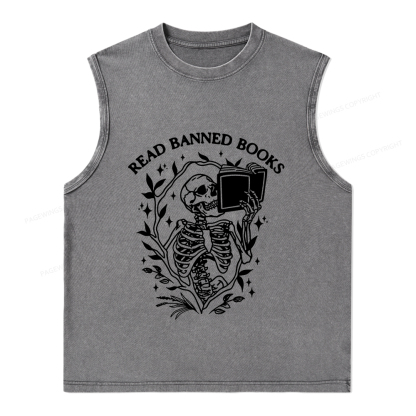 Pagewings Ban The Fascists Save The Books Unisex Washed Tank Top