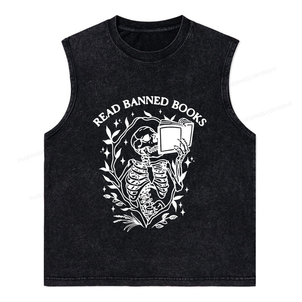 Pagewings Ban The Fascists Save The Books Unisex Washed Tank Top