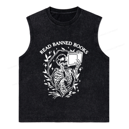 Pagewings Ban The Fascists Save The Books Unisex Washed Tank Top