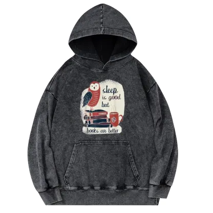 Pagewings Sleep is Good But Book is Better Unisex Washed Hoodie