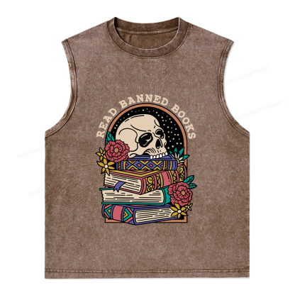 Pagewings Read Banned Book Floral Unisex Washed Tank Top