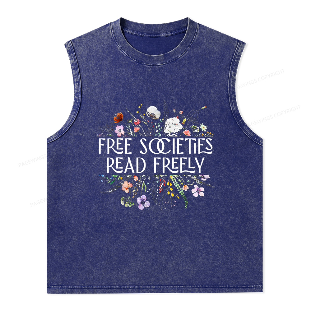Pagewings Free Societies Read Freely Unisex Washed Tank Top