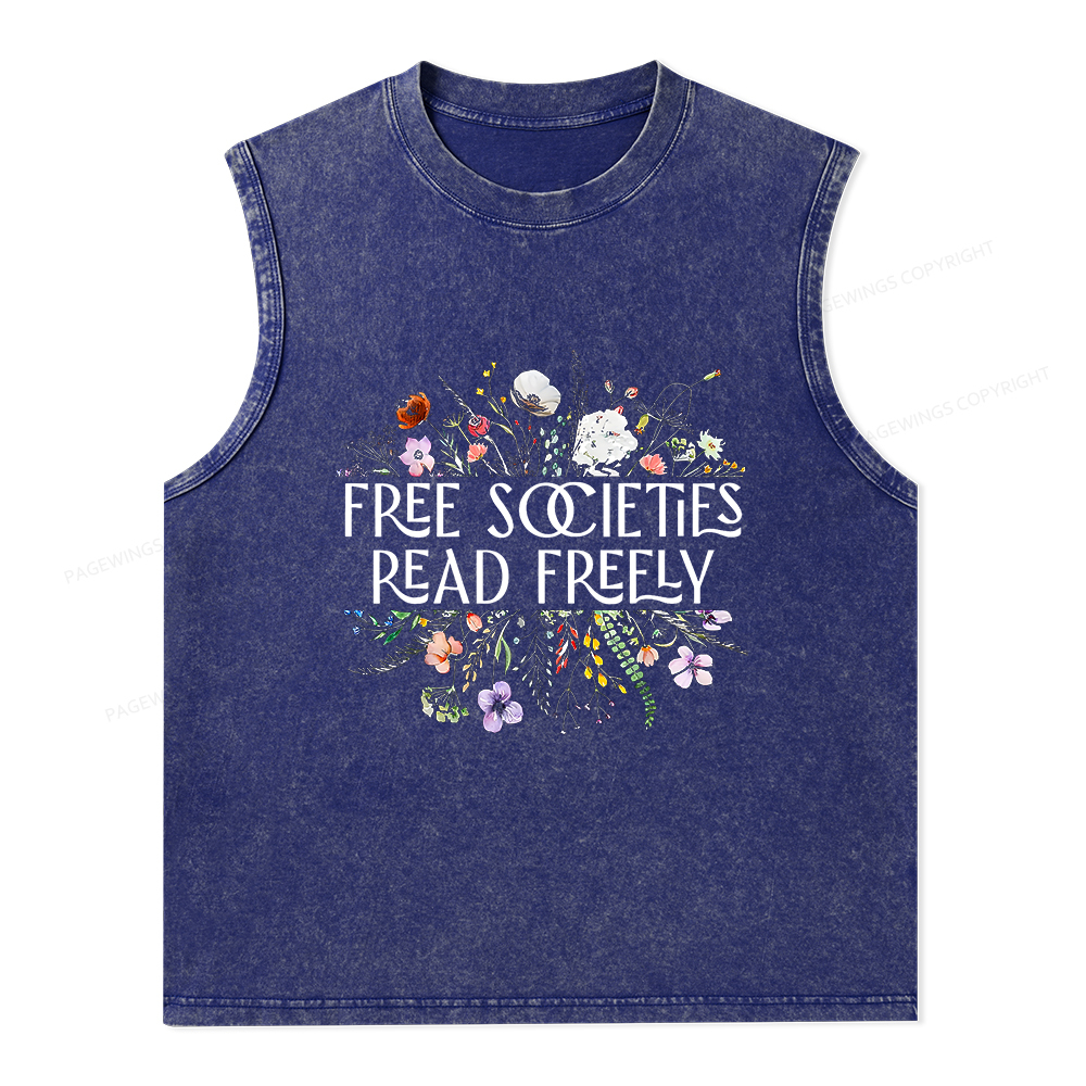 Pagewings Free Societies Read Freely Unisex Washed Tank Top