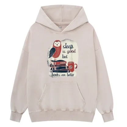 Pagewings Sleep is Good But Book is Better Unisex Washed Hoodie