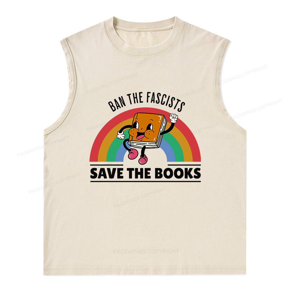 Pagewings Ban The Fascists Save The Books Unisex Washed Tank Top