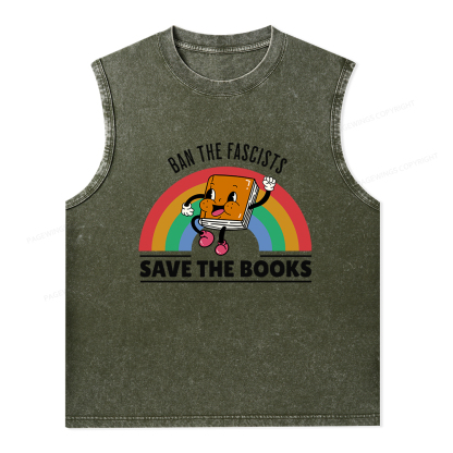 Pagewings Ban The Fascists Save The Books Unisex Washed Tank Top