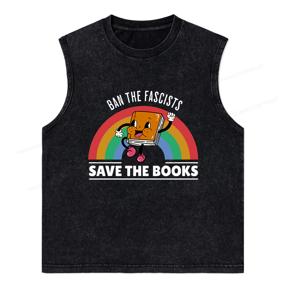 Pagewings Ban The Fascists Save The Books Unisex Washed Tank Top