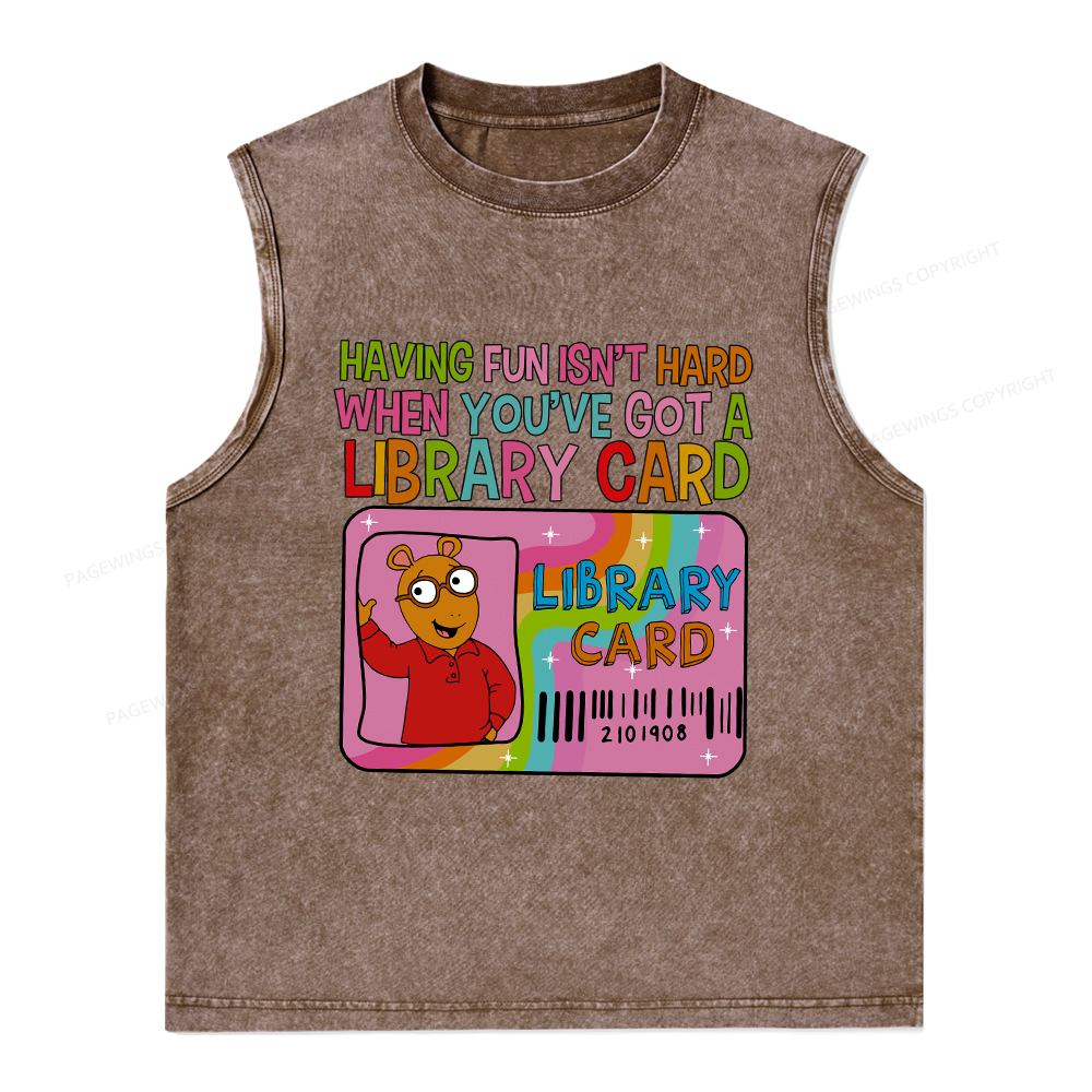 Pagewings  A Library Card Teacher Unisex Washed Tank Top