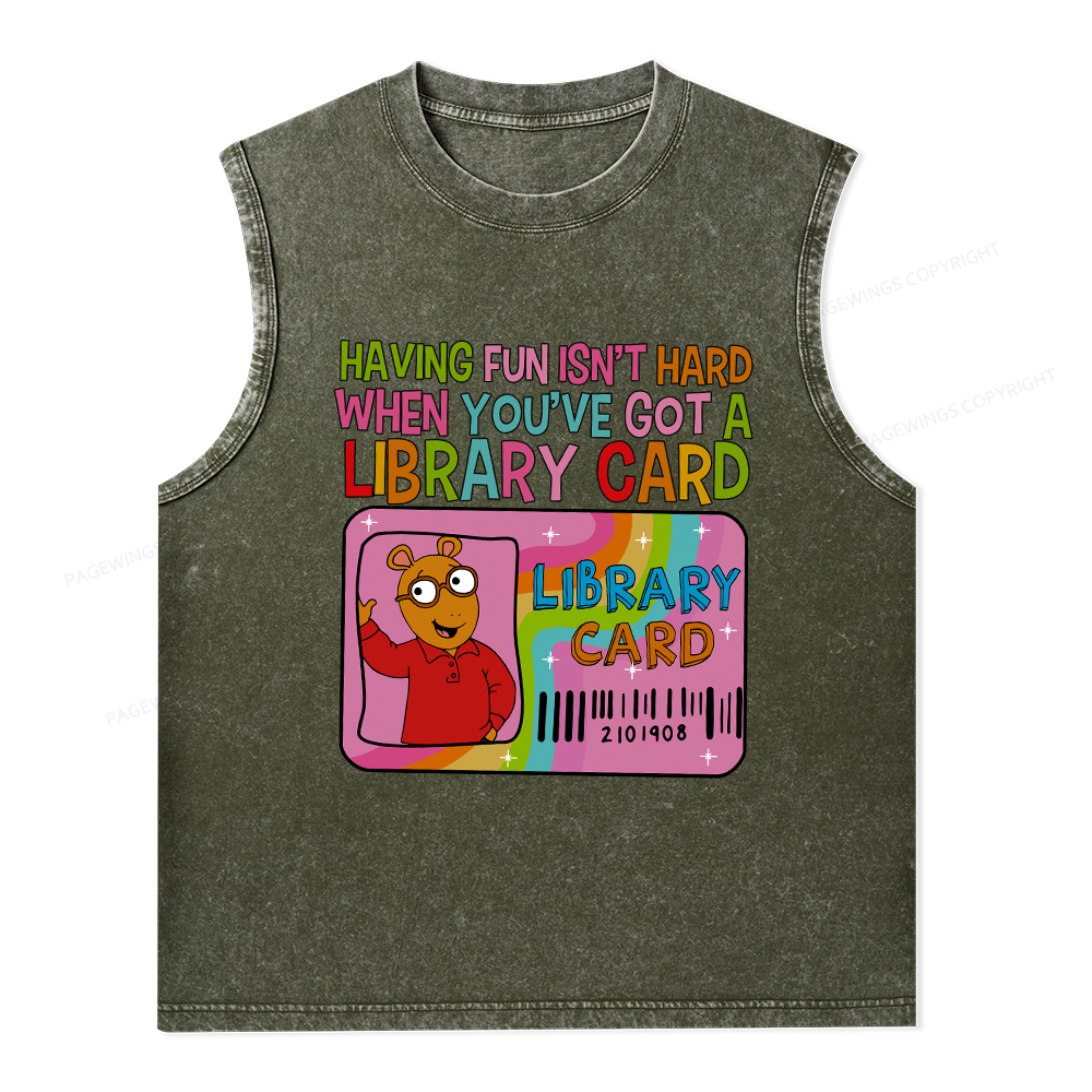 Pagewings  A Library Card Teacher Unisex Washed Tank Top