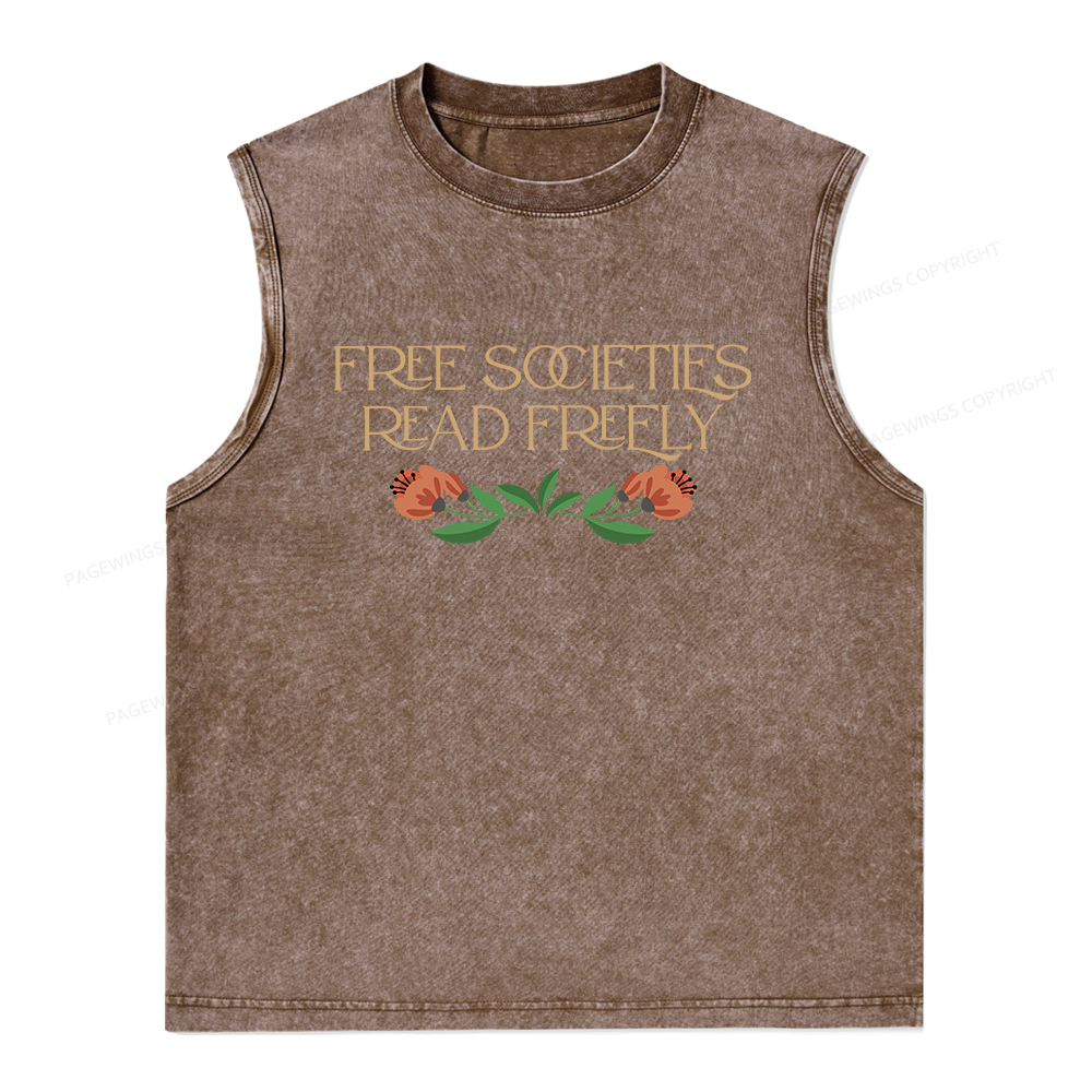 Pagewings Free Societies Read Freely Shirt T-Shirt Unisex Washed Tank Top