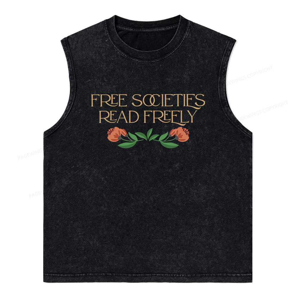 Pagewings Free Societies Read Freely Shirt T-Shirt Unisex Washed Tank Top