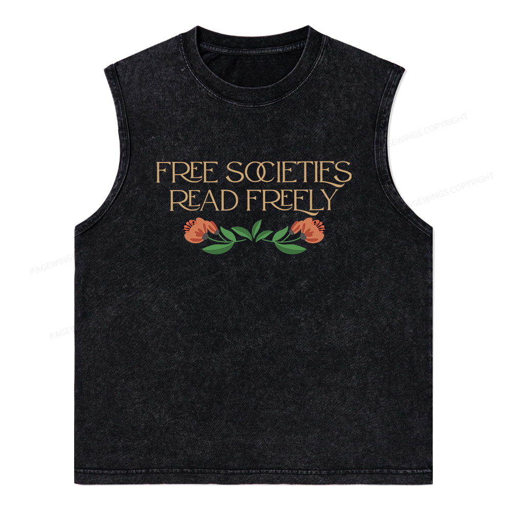 Pagewings Free Societies Read Freely Shirt T-Shirt Unisex Washed Tank Top