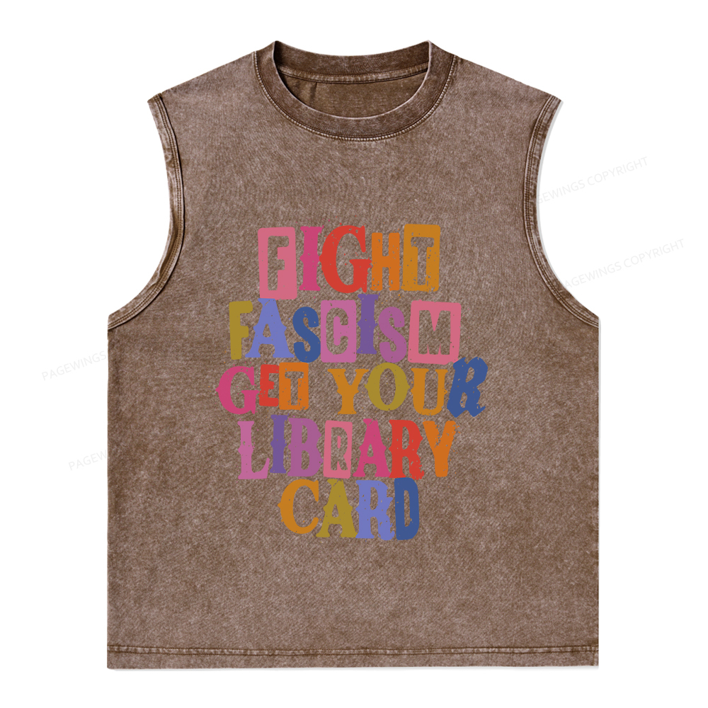 Pagewings Get Your Library Card Unisex Washed Tank Top