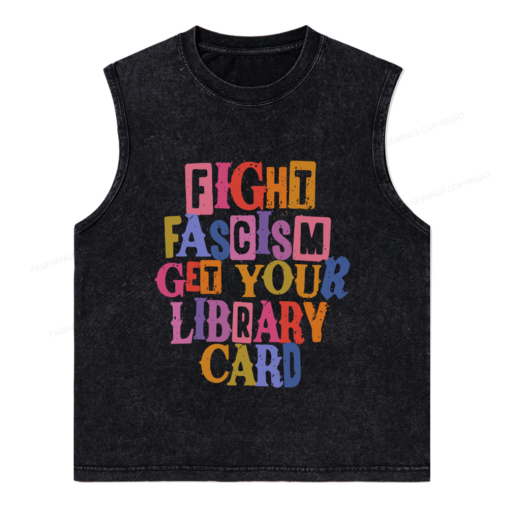 Pagewings Get Your Library Card Unisex Washed Tank Top