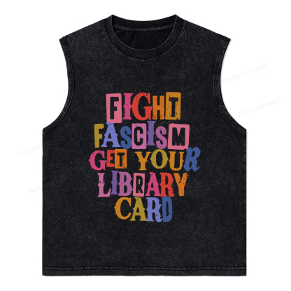 Pagewings Get Your Library Card Unisex Washed Tank Top