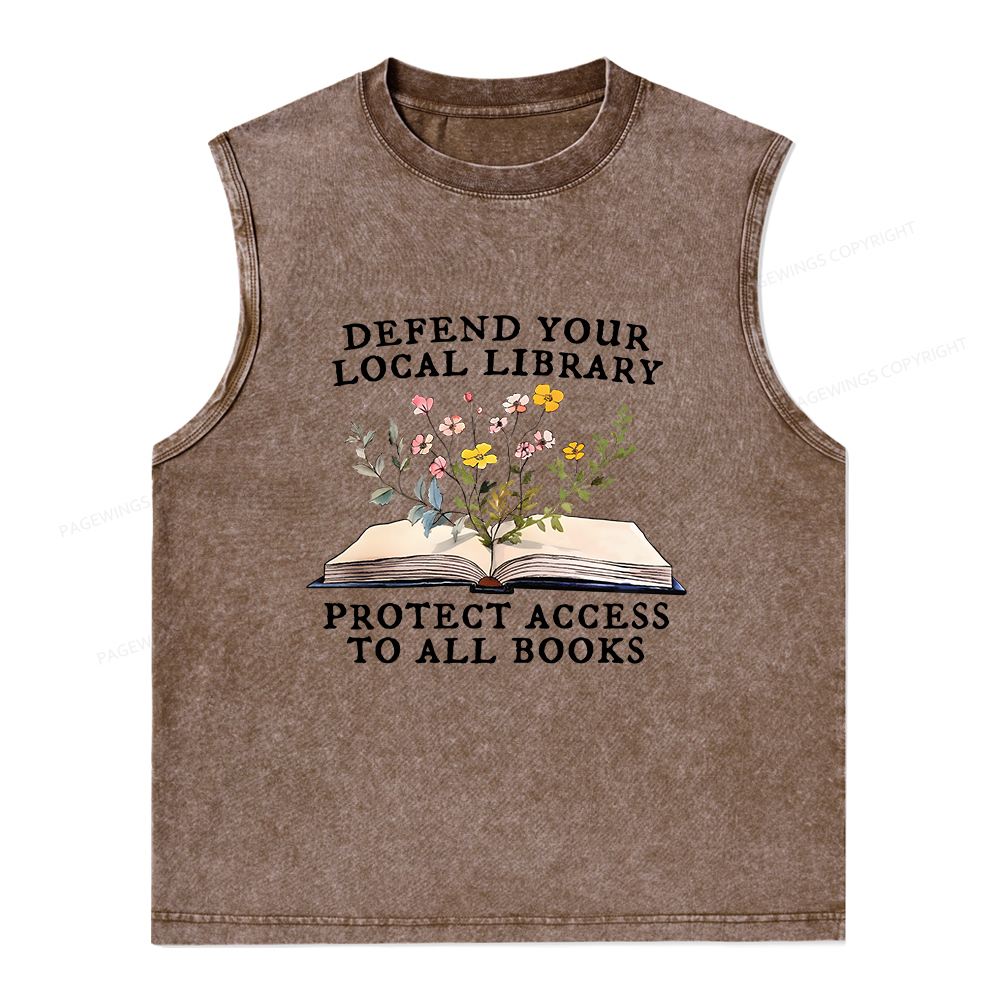Pagewings Books Save Lives Protect Libraries Unisex Washed Tank Top