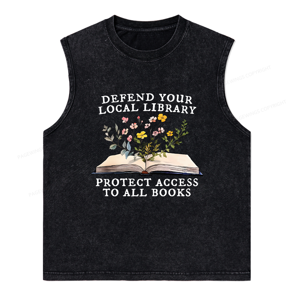 Pagewings Books Save Lives Protect Libraries Unisex Washed Tank Top