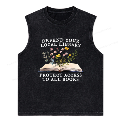 Pagewings Books Save Lives Protect Libraries Unisex Washed Tank Top