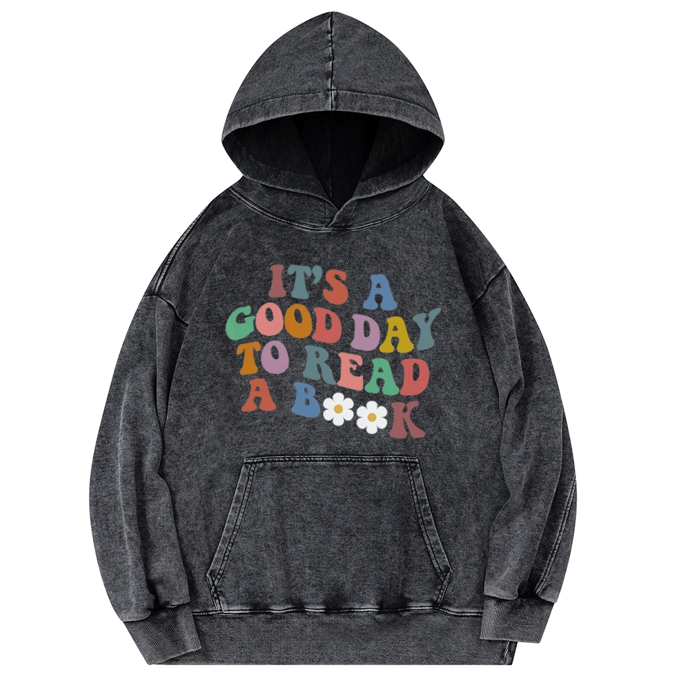 Pagewings It's A Good Day To Read A Book Unisex Washed Hoodie