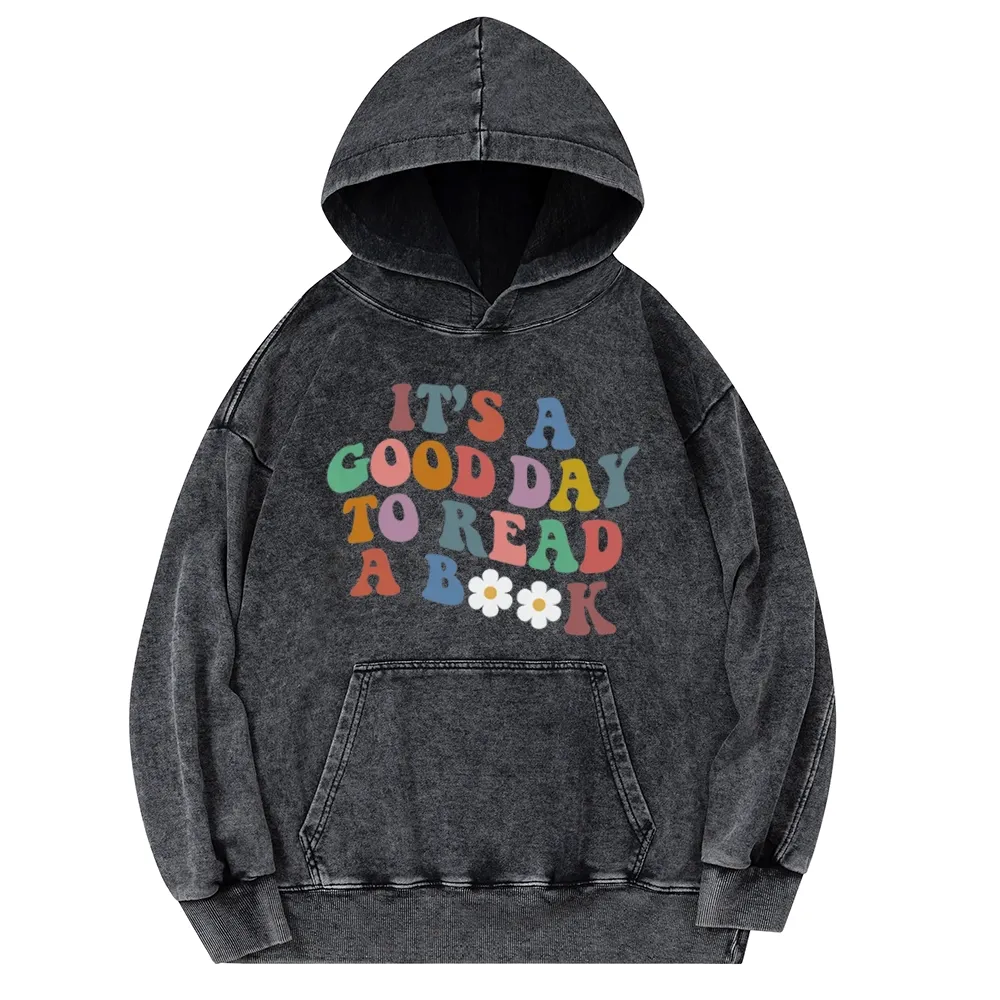 Pagewings It's A Good Day To Read A Book Unisex Washed Hoodie