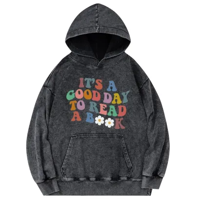 Pagewings It's A Good Day To Read A Book Unisex Washed Hoodie