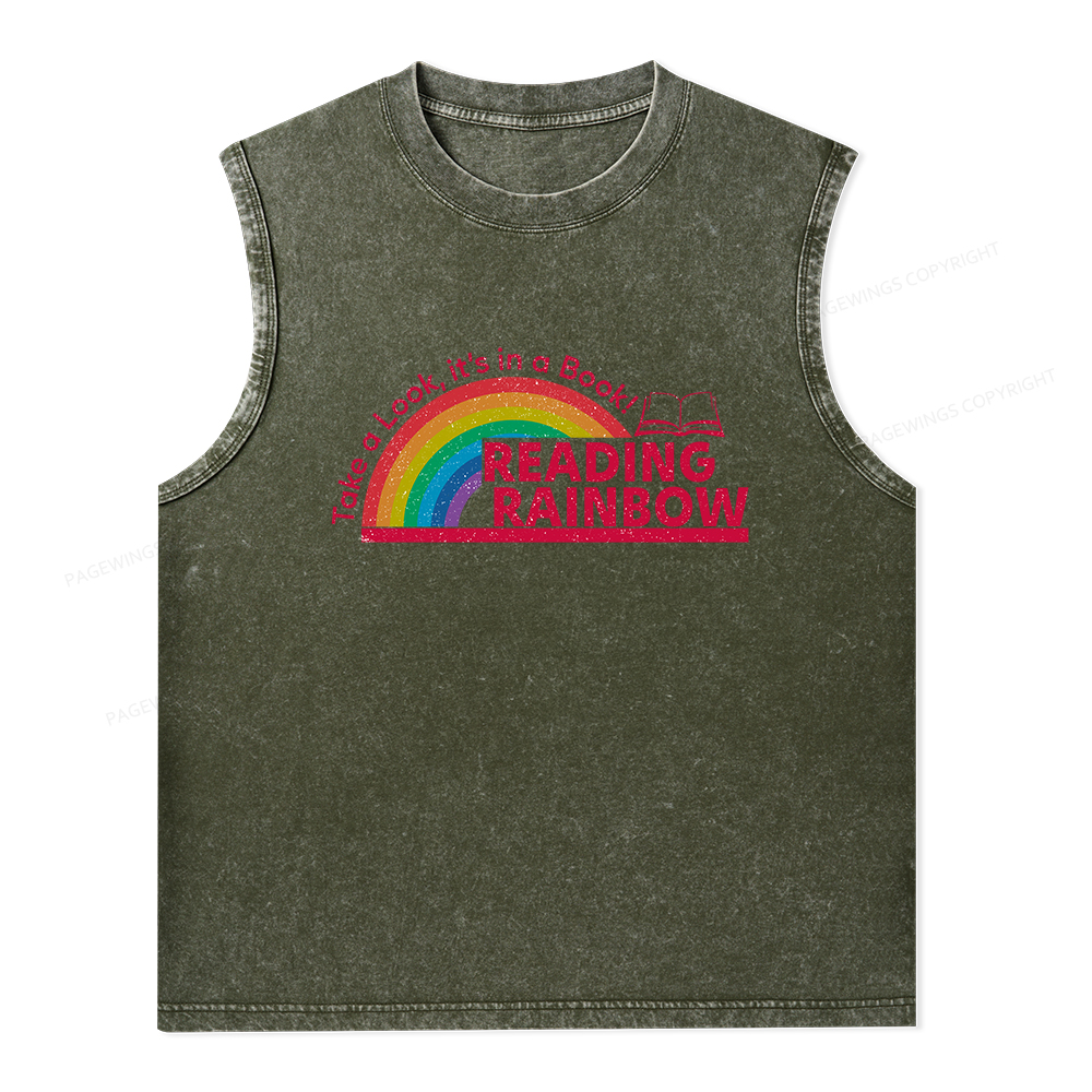 Pagewings Reading Rainbow Unisex Washed Tank Top