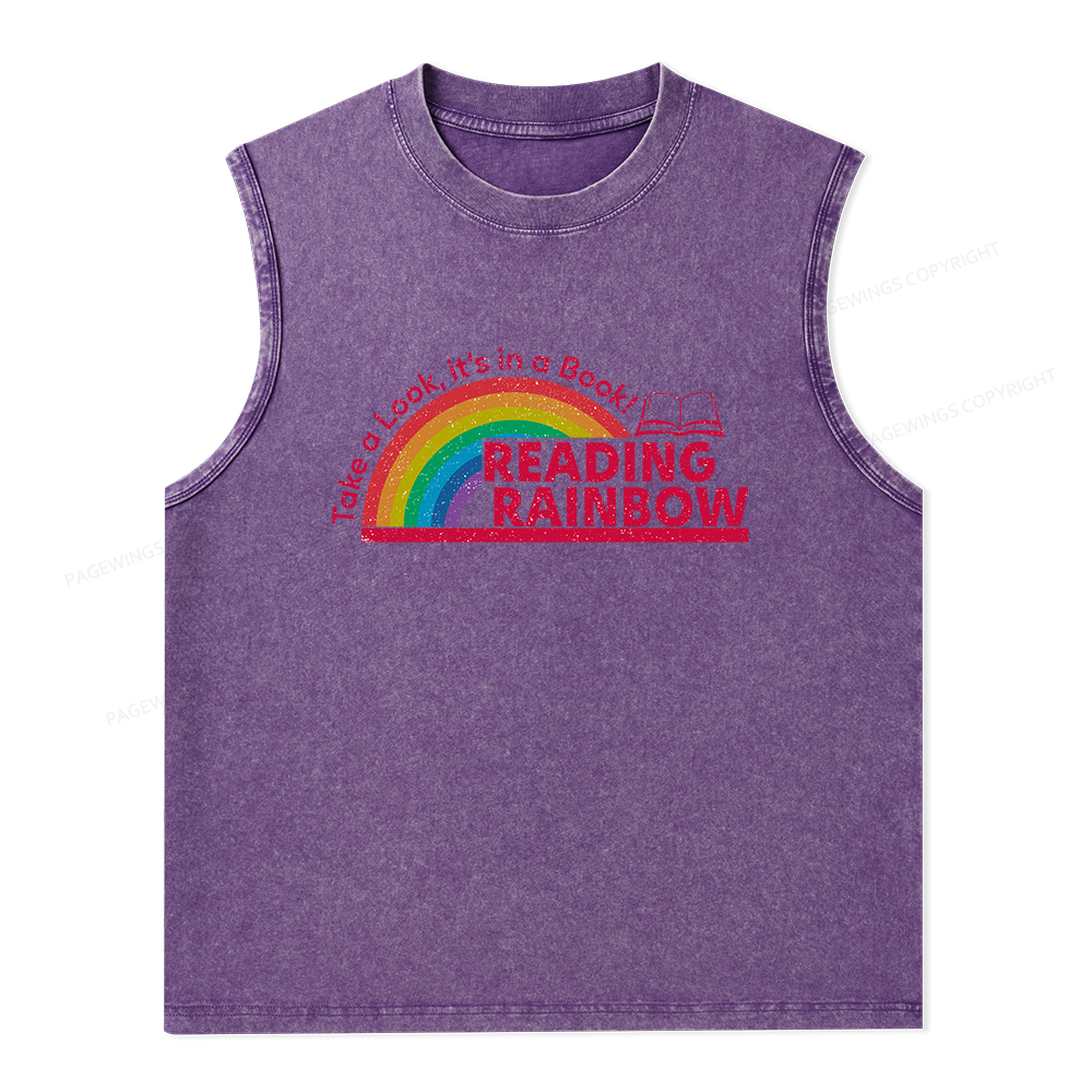 Pagewings Reading Rainbow Unisex Washed Tank Top
