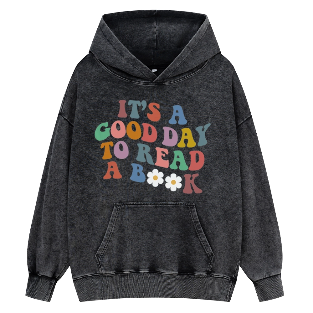 Pagewings It's A Good Day To Read A Book Unisex Washed Hoodie