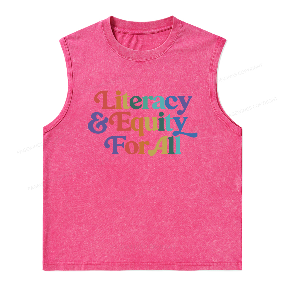 Pagewings Literacy & Equity For All Unisex Washed Tank Top