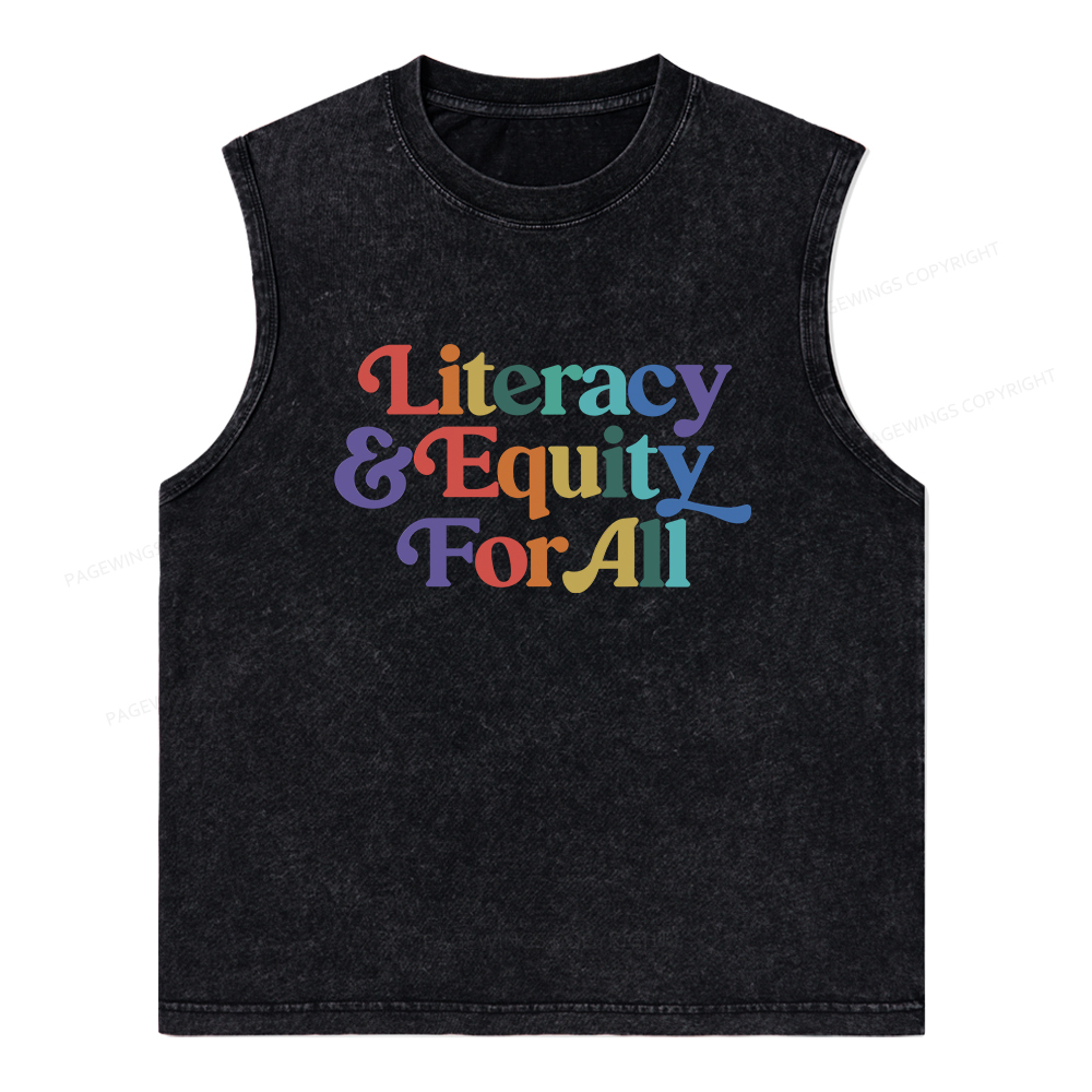 Pagewings Literacy & Equity For All Unisex Washed Tank Top