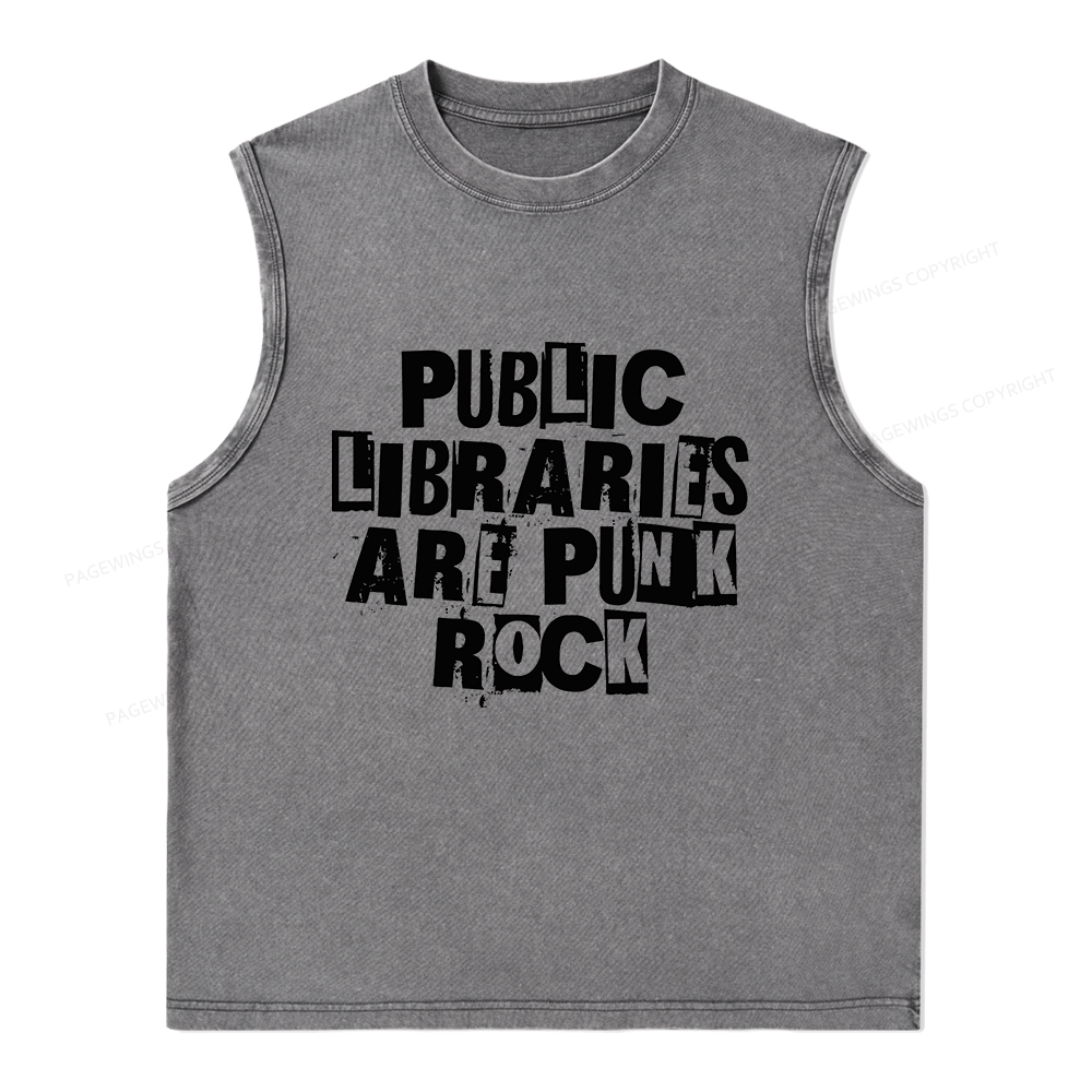 Pagewings Public Libraries Are Punk Rock Unisex Washed Tank Top